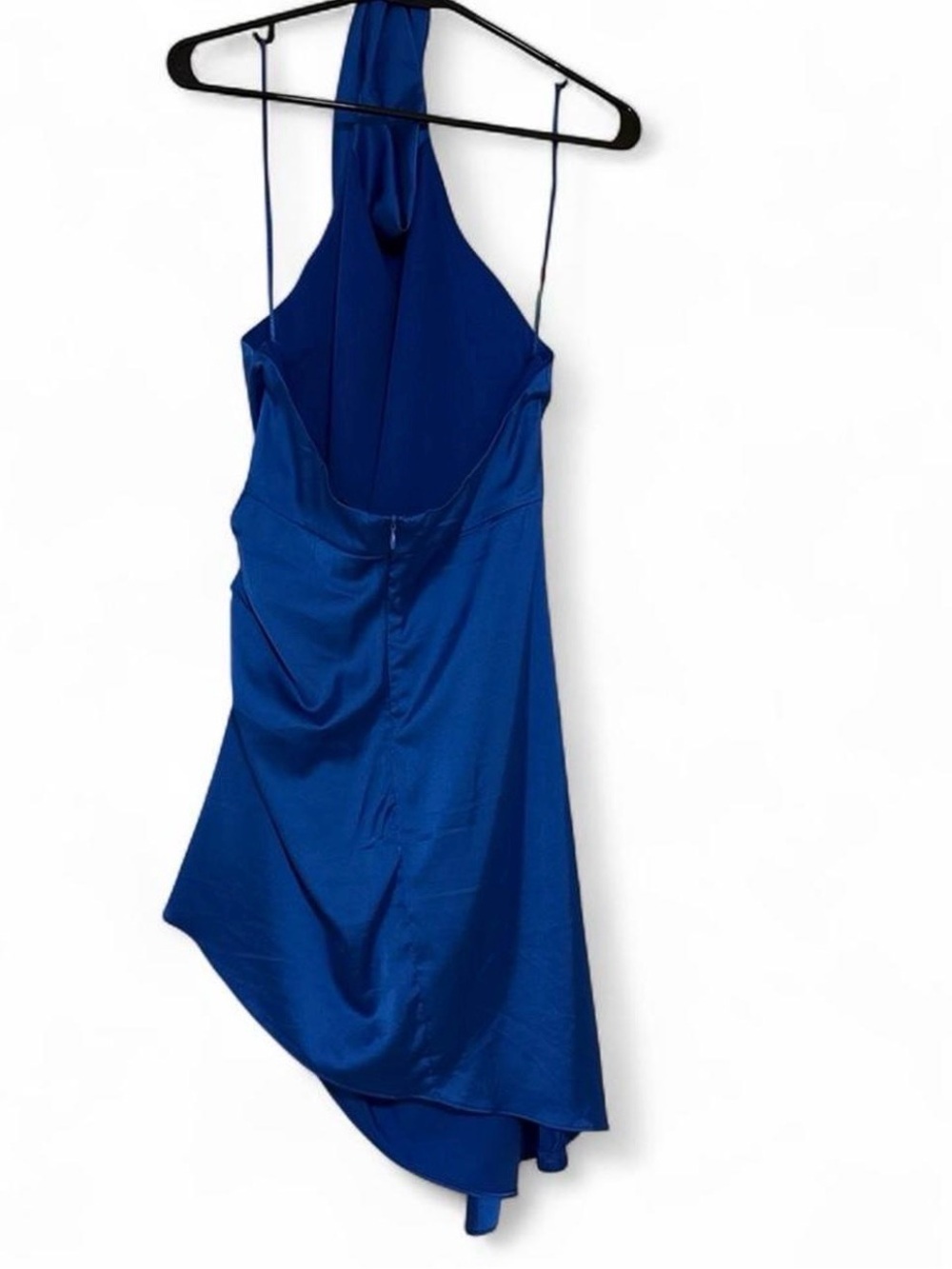 DO+BE Royal Blue Halter Asymmetrical Satin Dress - Picture 3 of 4